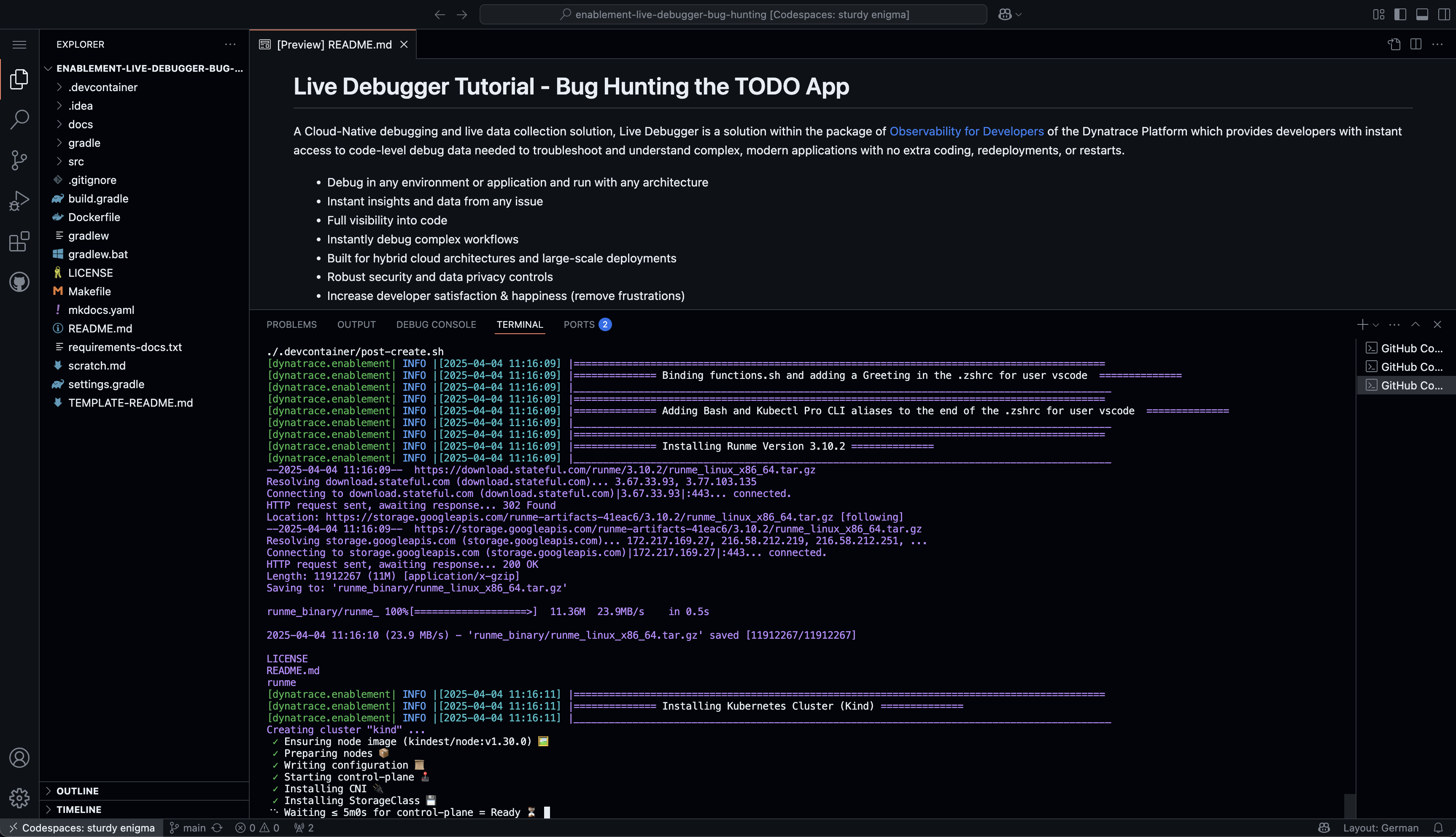 Codespaces installing