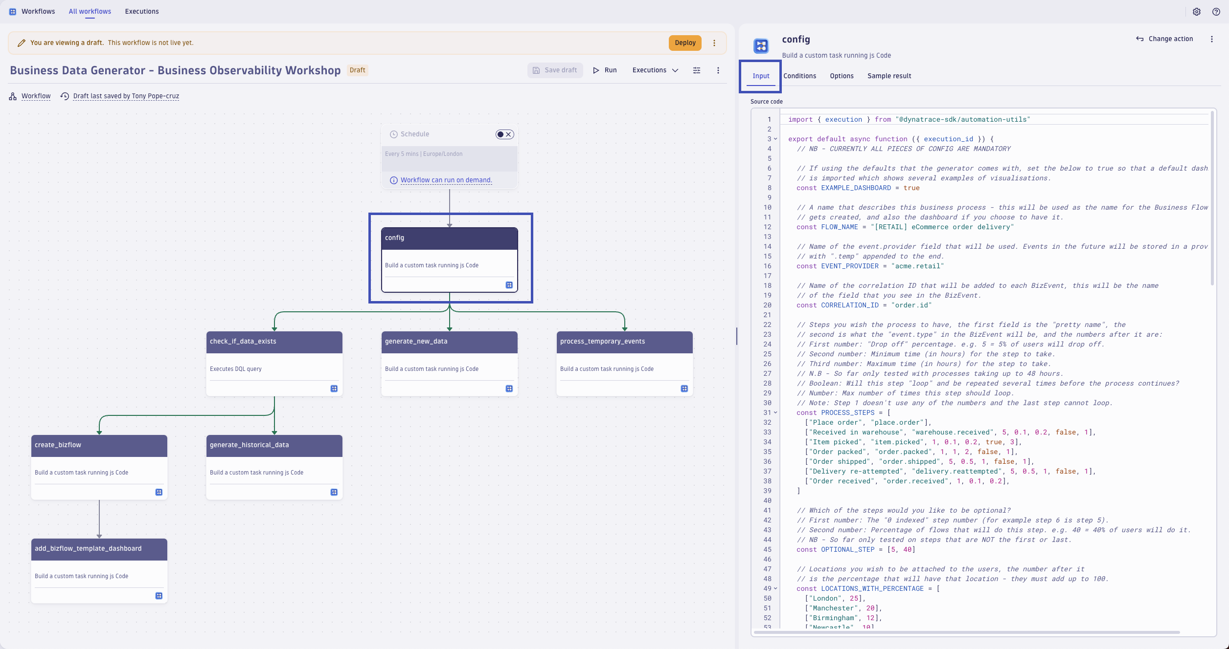 Workflow Config Start