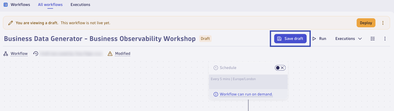 Workflow Save Draft