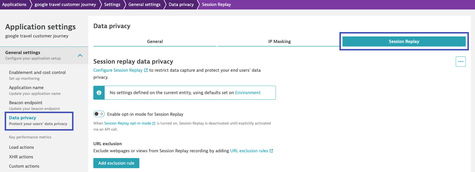 Data Privacy Session Replay