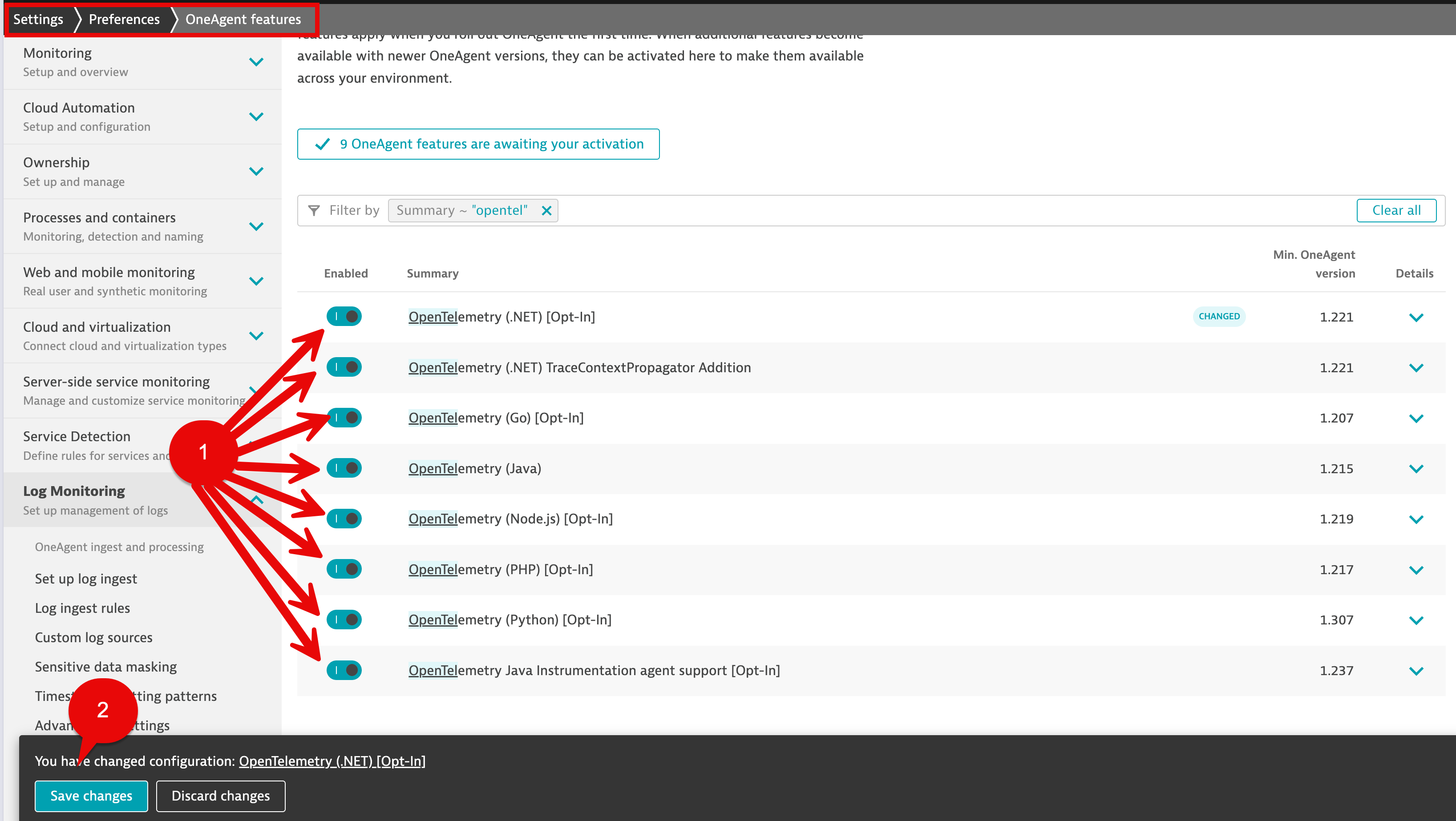 OneAgent OTEL Features