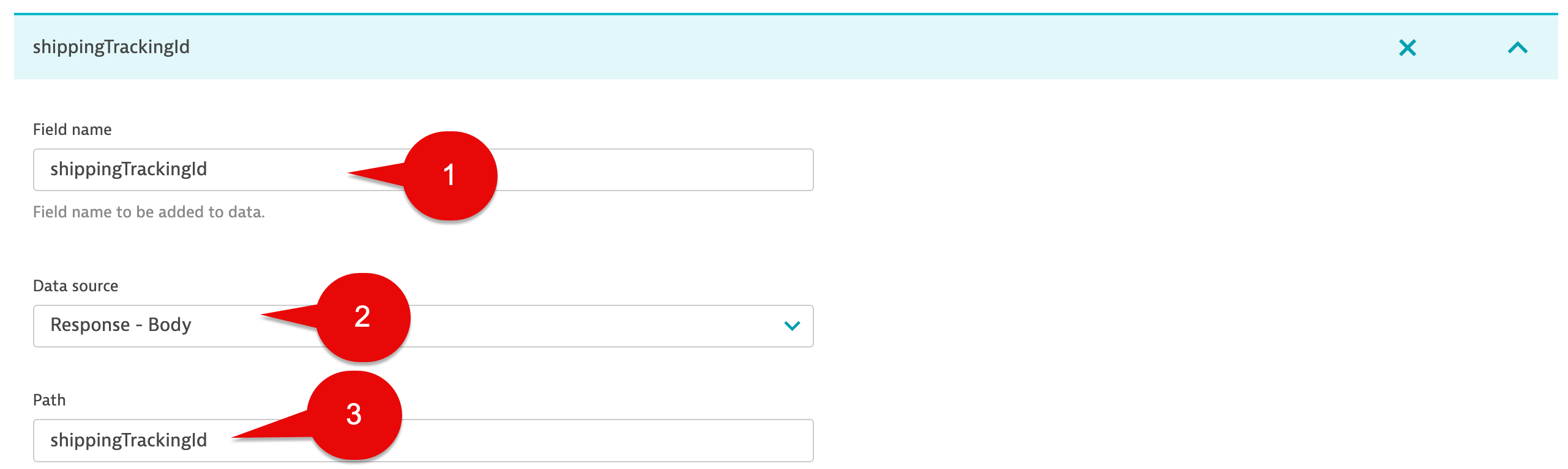 Event Data shippingTrackingId