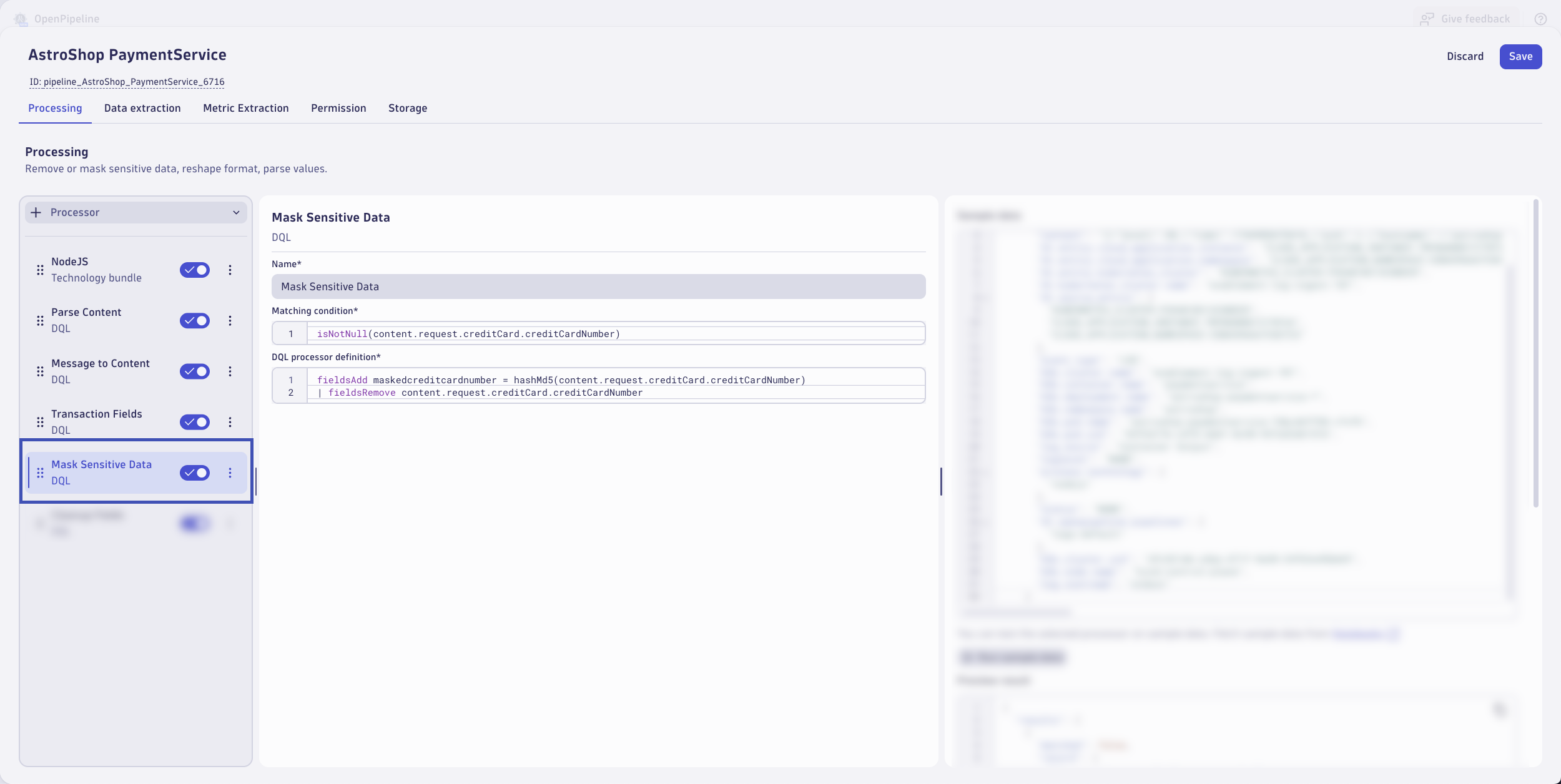 Mask Sensitive Data Processor