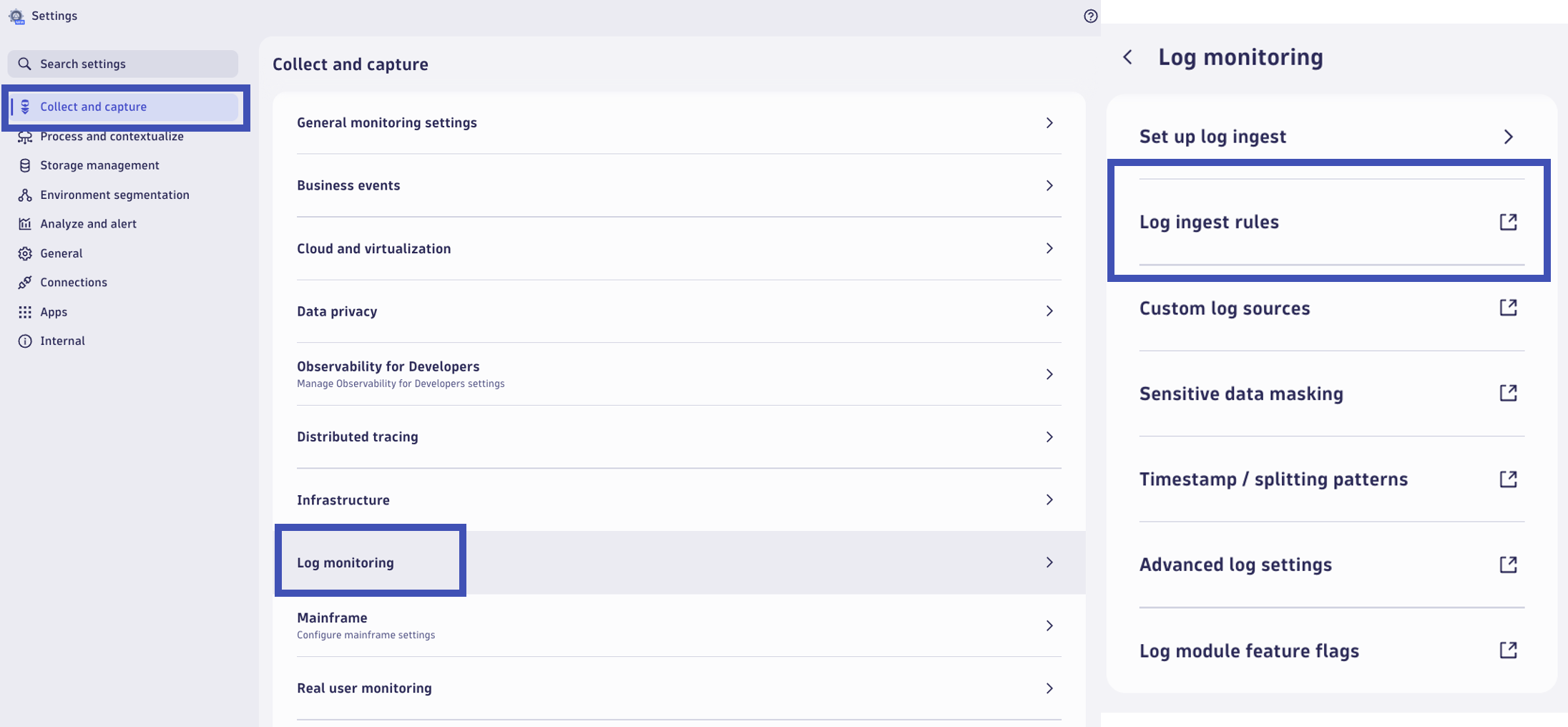 Log Monitoring Settings