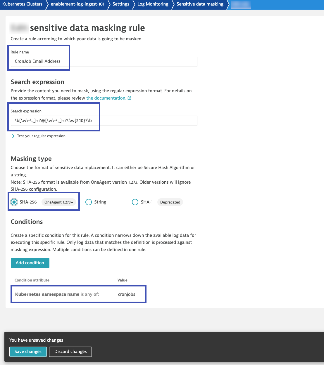 Sensitive Data Masking Rule