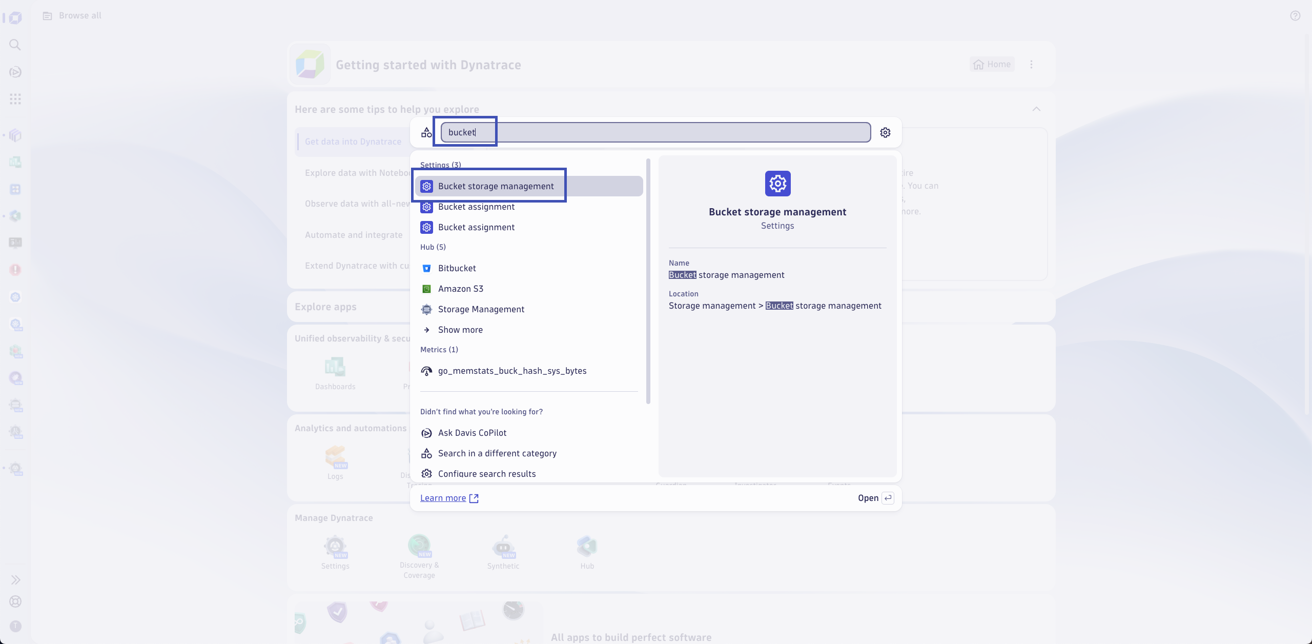 Search Bucket Storage Management