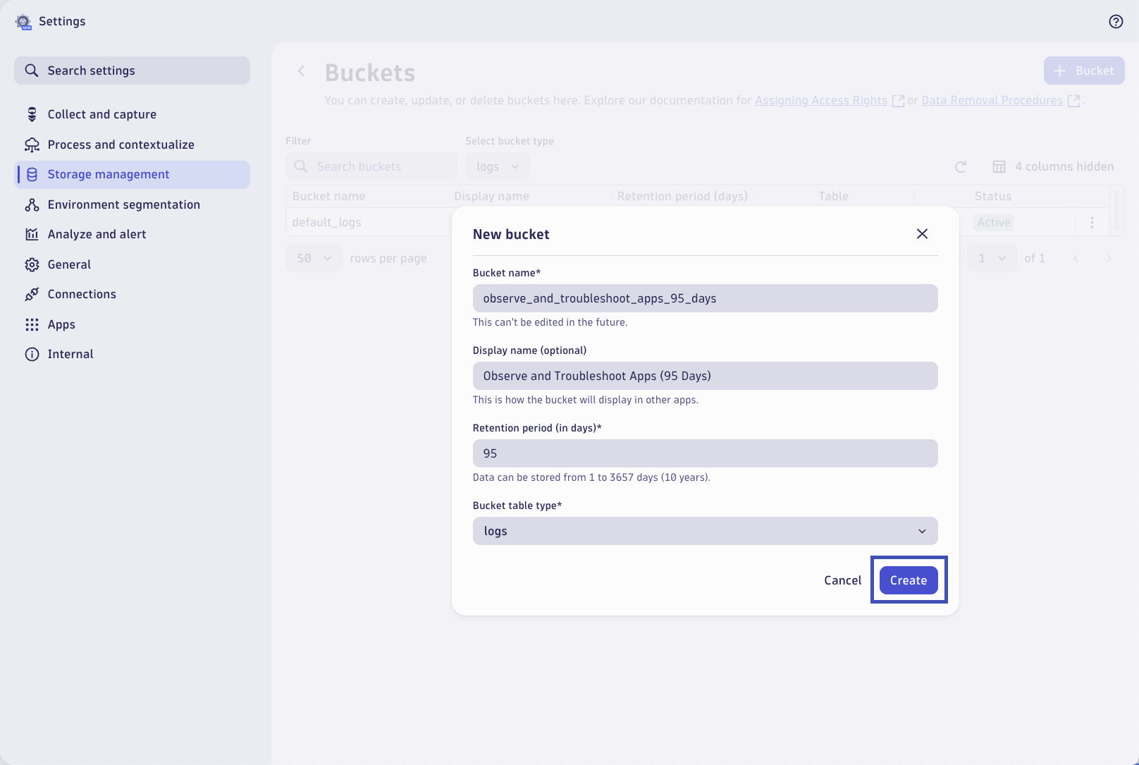 Add 95 Days Bucket