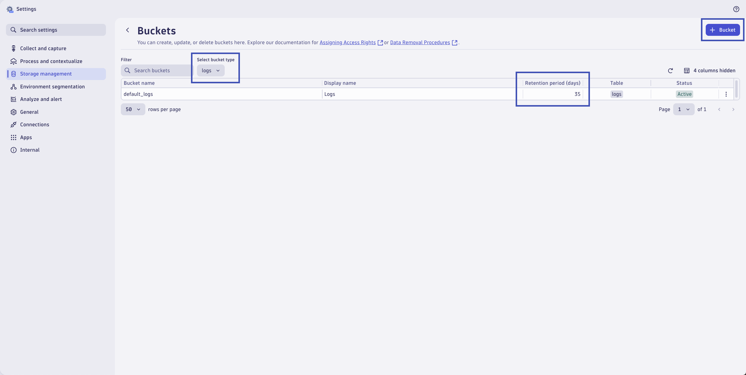 Default Logs Bucket