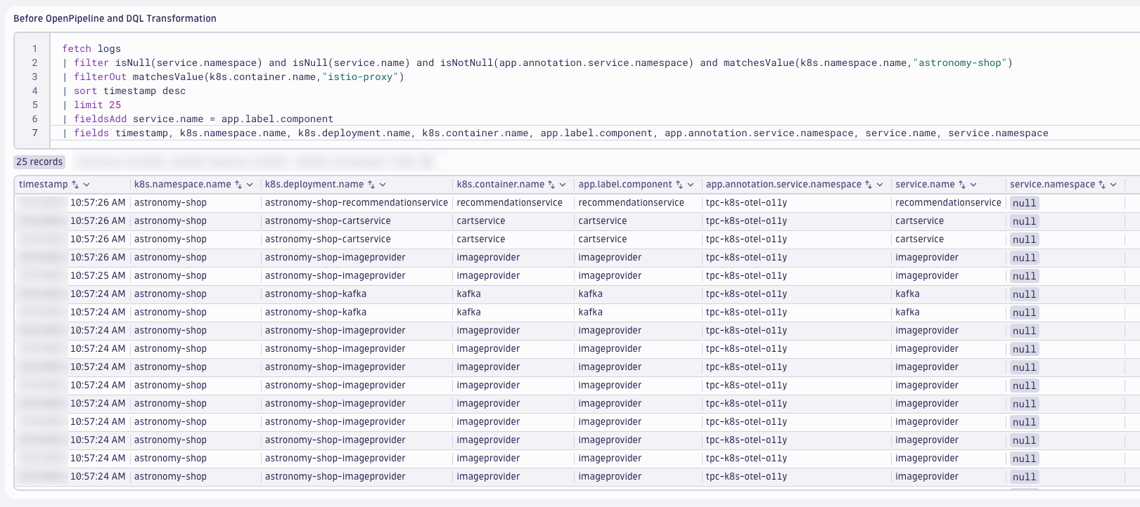 Service Namespace Pre