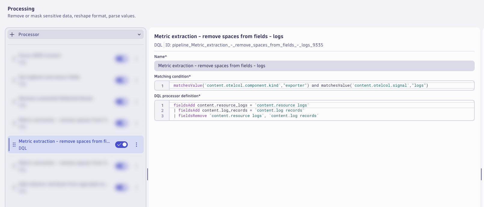 Remove Spaces from Fields - Logs