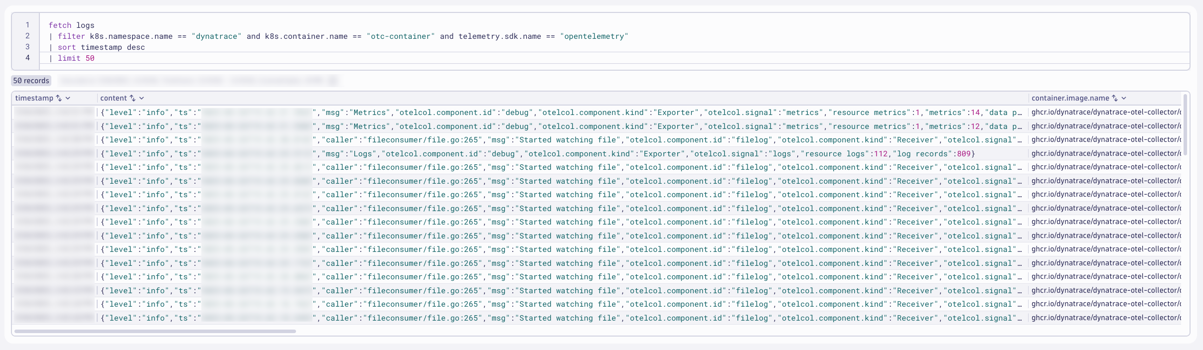 Query Collector Logs