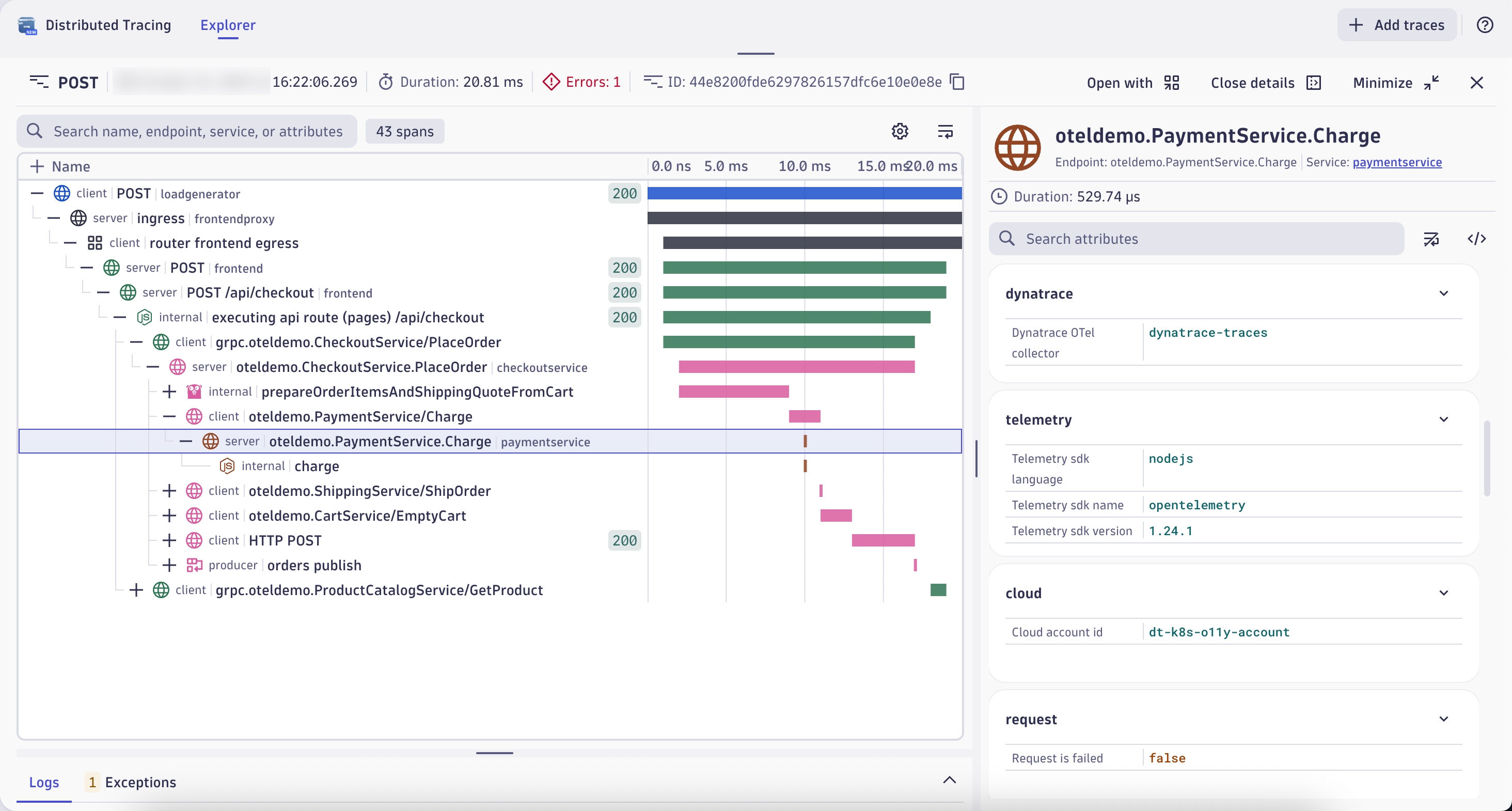 Analyze Trace resourcedetection