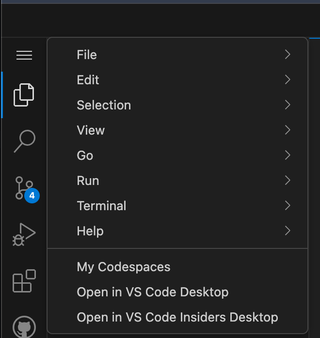 vscode menu