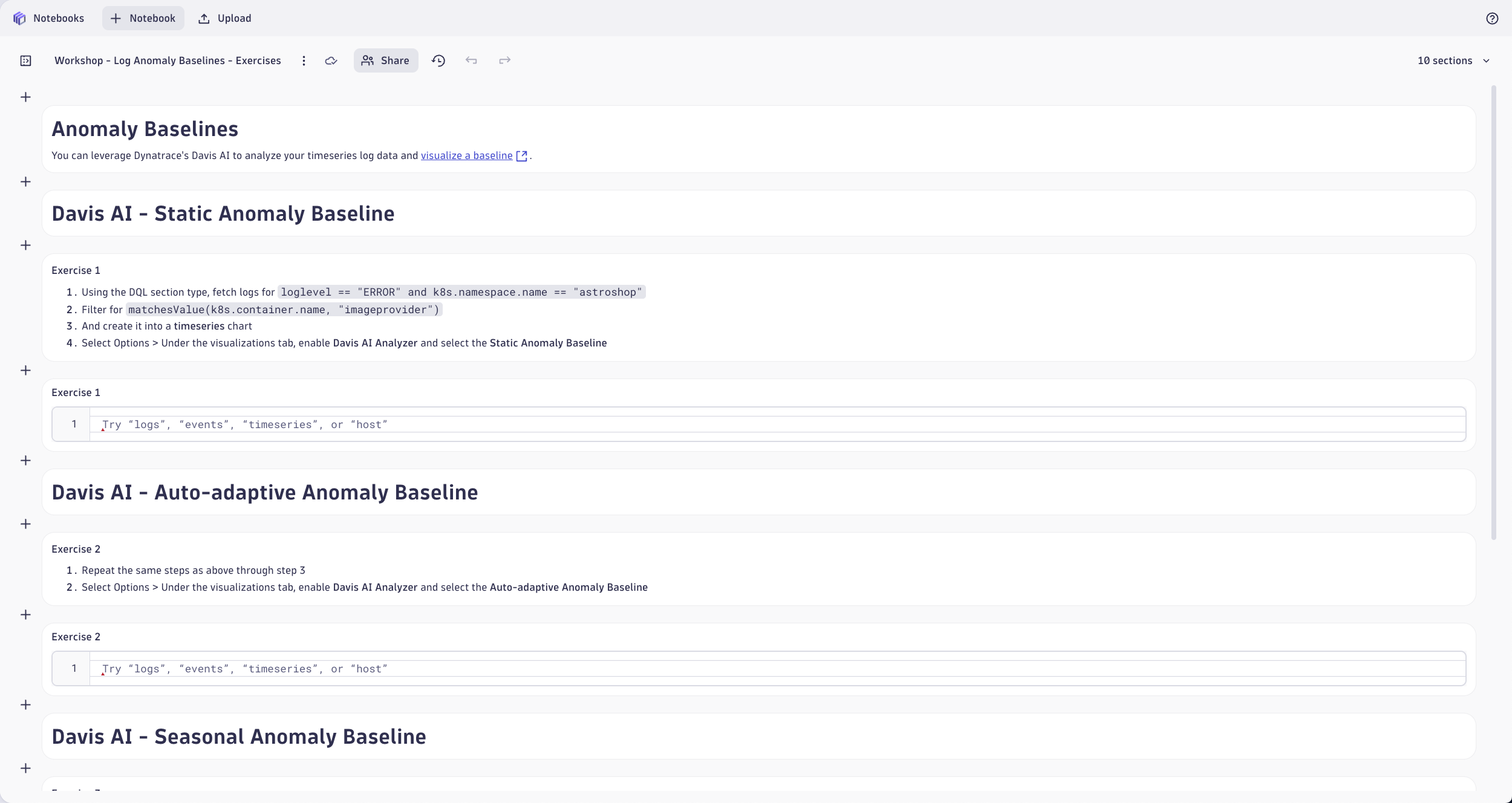 Log Anomaly Baselines Exercises